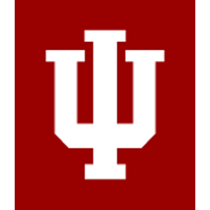 Indiana University logo with a white interlocking IU on a red background.