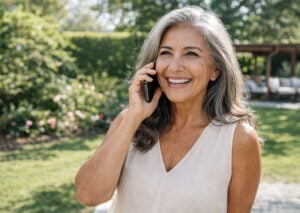 senior woman calling southwest eye institute on what to expect after cataract surgery.