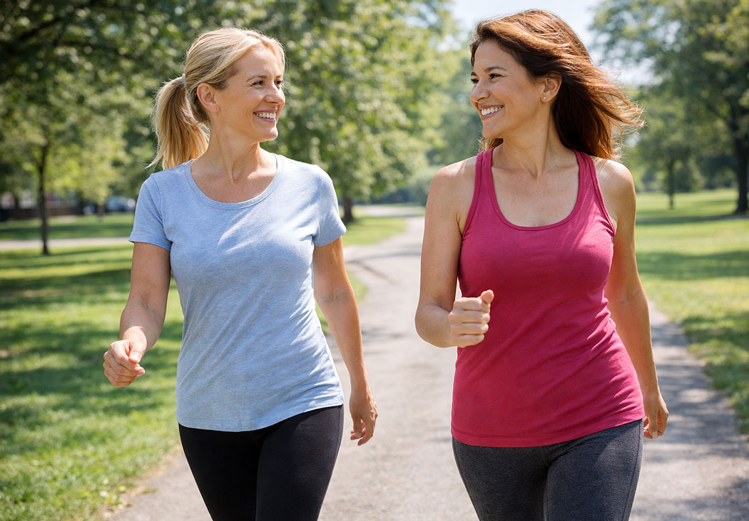 Women walking the park with ease after EVO ICL surgery from Southwest Eye Institute.