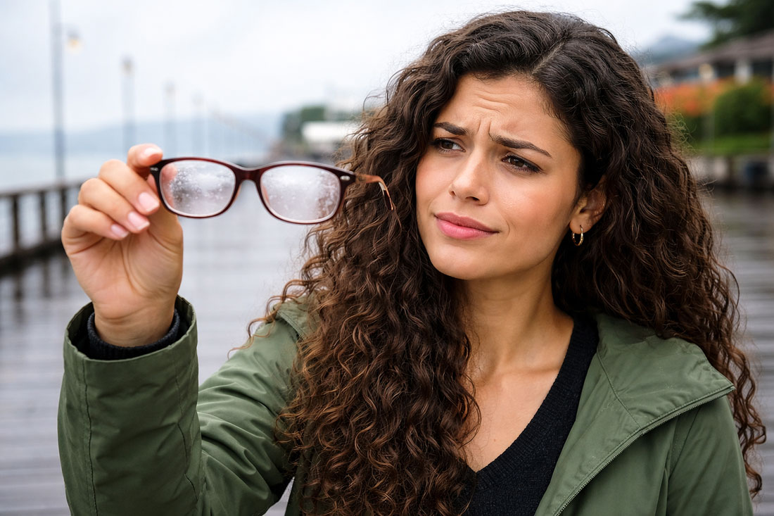 Woman frustrated with her foggy glasses and lenses can find help with Southwest Eye Institute.