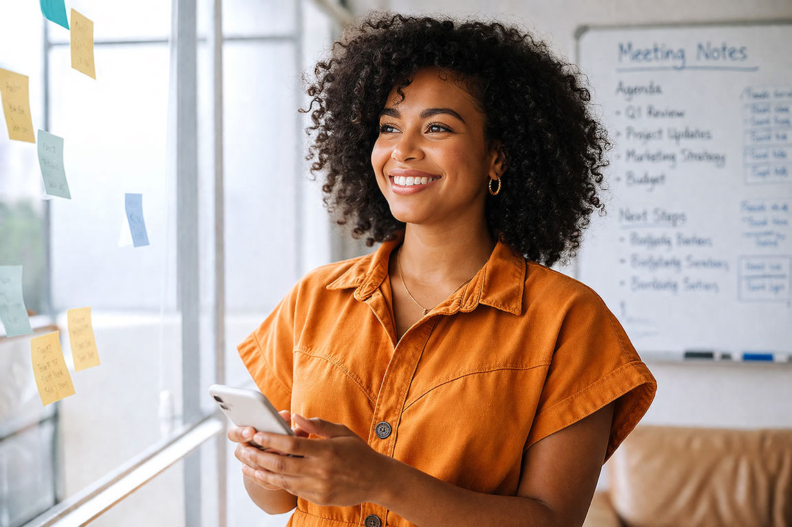 Young woman at work with piece of mind after Discover the safest vision correction procedures today, including LASIK, PRK, and EVO ICL. Learn which option may be right for you.