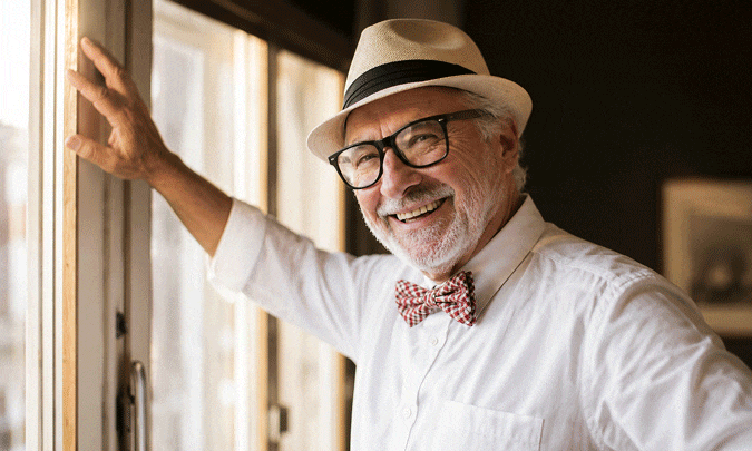 Senior man ready for his date after medication-based glaucoma treatment at Southwest Eye Institute.