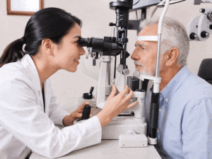 Slit lamp exam help to identify cataracts at Southwest Eye Institute.