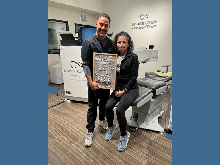 LASIK patient posing with his eye surgeon at Southwest Eye Institute’s VIP Laser Center.