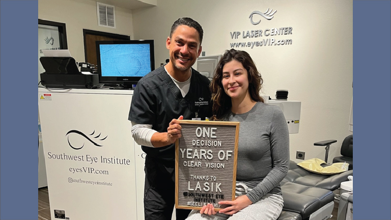 Vision correction patient at Southwest Eye Institute in El Paso, TX.